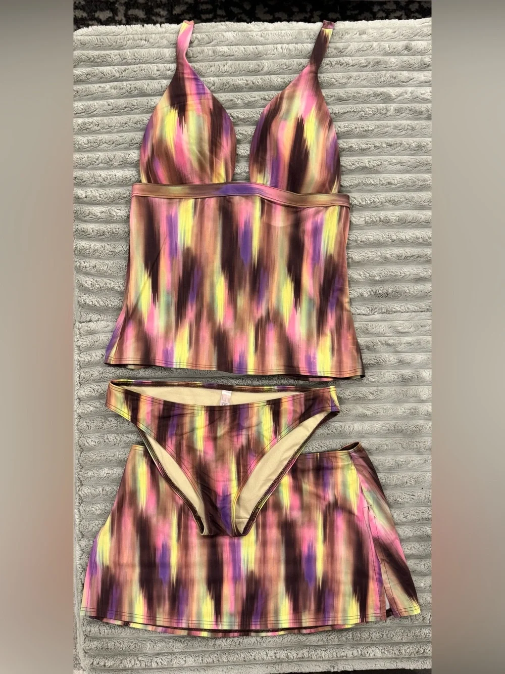Multi-Color Abstract Stripe Tankini Set